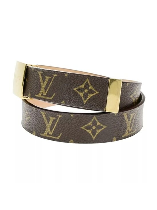 Louis Vuitton Belt Monogram Santure Carre Brown Gold Hardware M6800 33 Bs137
